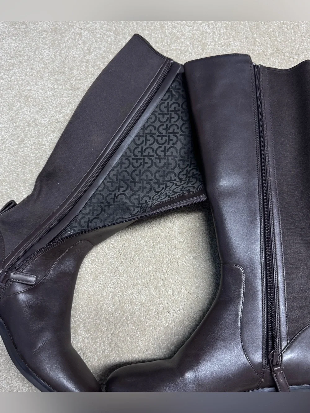 Cole Haan Narina Tall Riding Boots Women’s 7 Brown Leather Comfort Zip Up
